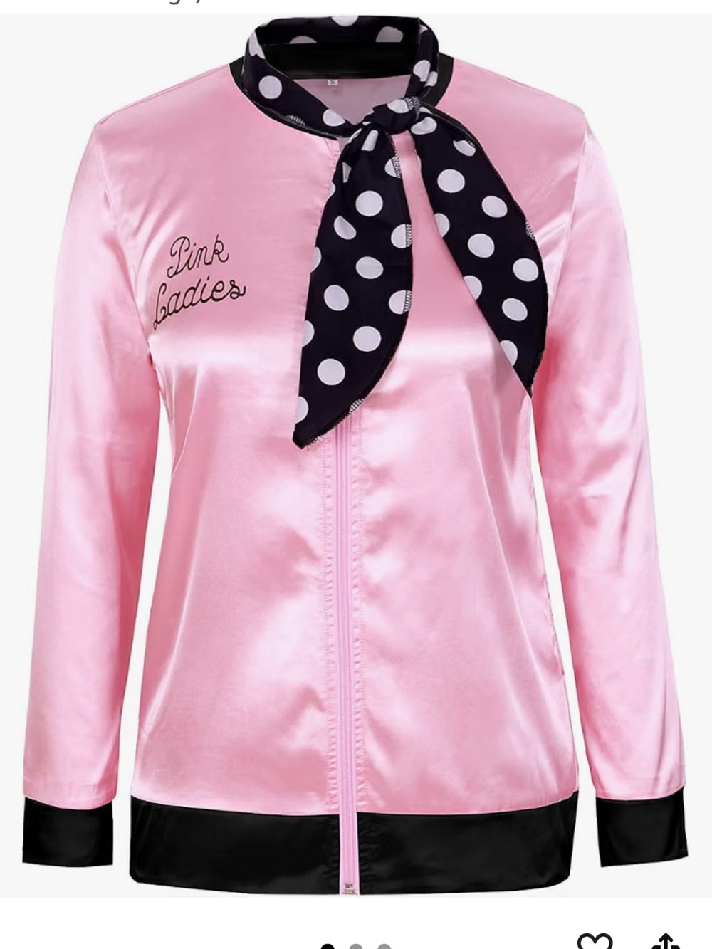 Pink Satin 'Pink Ladies' Jacket with Black Polka Dot Scarf